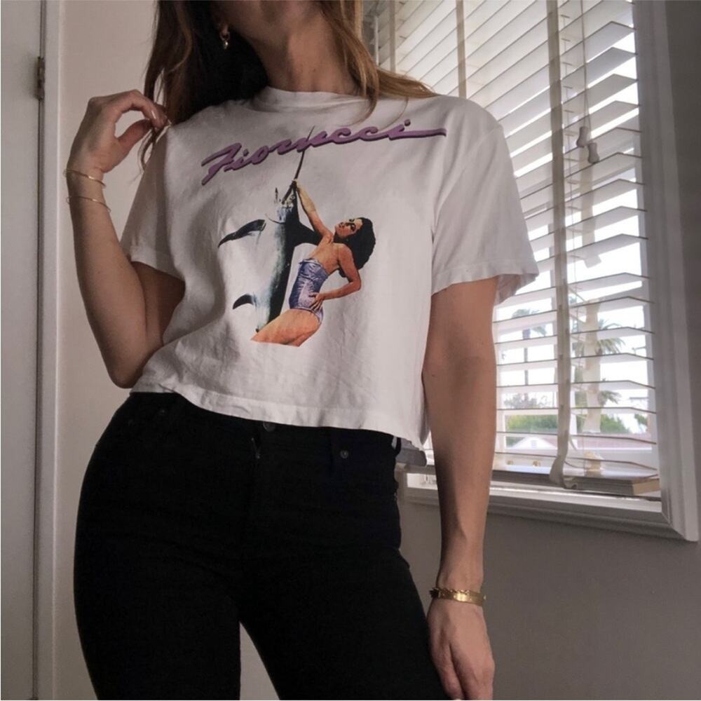 Fiorucci Woman Holding Fish Swordfish tshirt top T Shirt XS